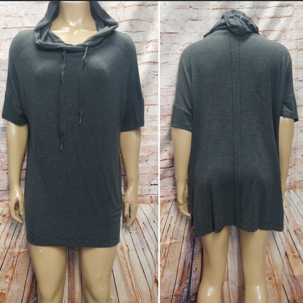 Workshop Republic Clothing Short Sleeve Pocketed Hoodie Shirt
